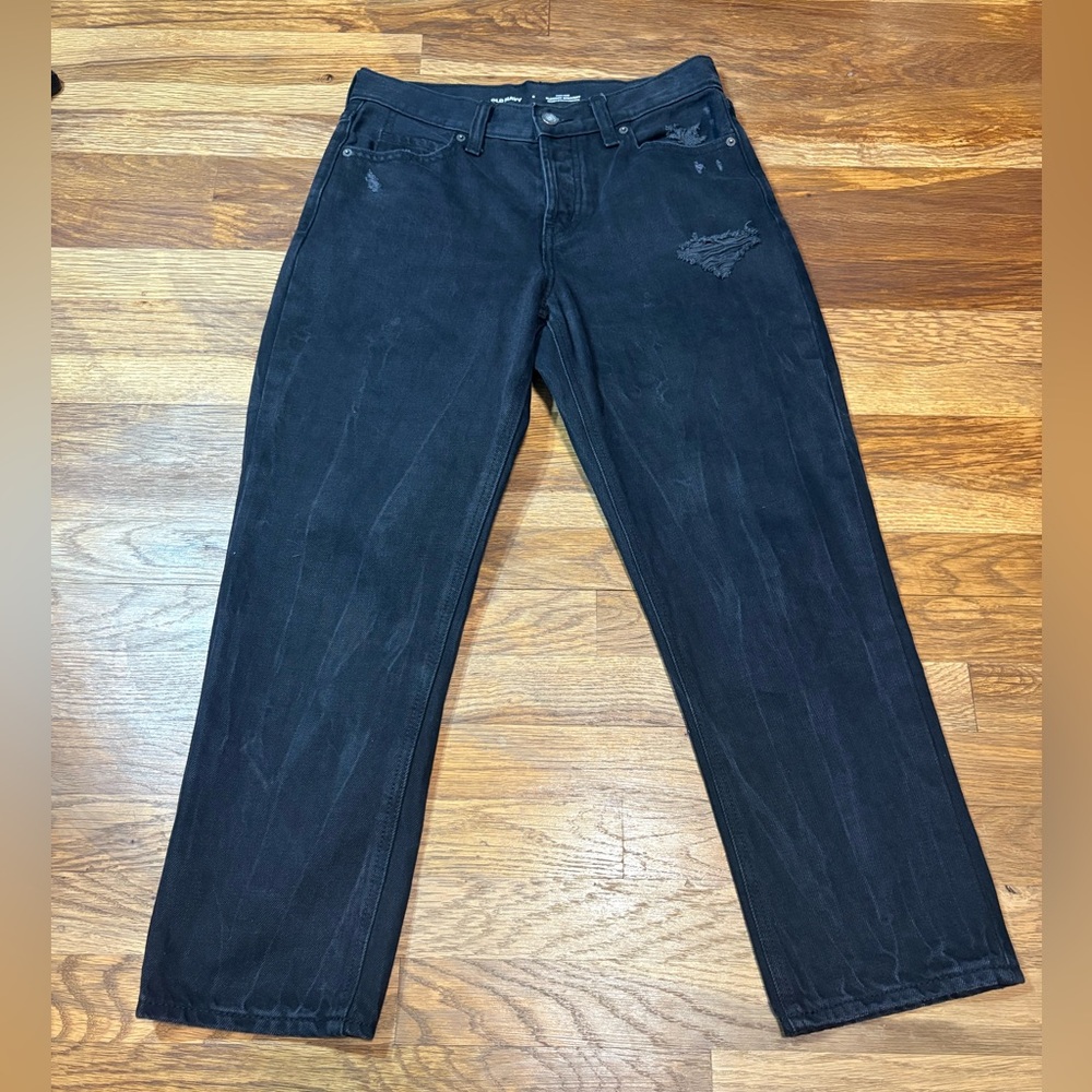 OLD NAVY button fly slouchy straight jeans